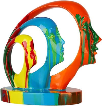 Creatief Gezicht Kunst Standbeeld - Abstracte Sculptuur - 1 stuk - Multicolor - Hars