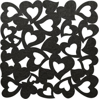 Hartjes vilt onderzetters - Zwart - 6 stuks - 10 x 10 cm - Tafeldecoratie - Glas onderzetter - Cadeau - Woondecoratie - Woonkamer - Tafelbescherming - Onderzetters Voor Glazen - Keukenbenodigdheden - Woonaccessoires - Tafelaccessoires