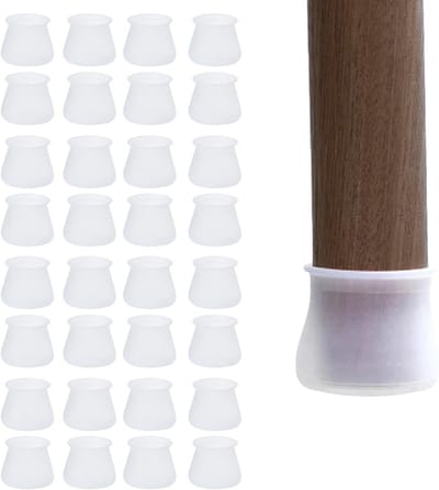 32 Stuks Silicone Meubelhoezen, Rond Beschermhoes voor Stoelpoot en Tafelvoeten, Antislip Vloerbescherming voor Meubels (Wit)