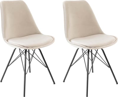KICK® VELVET Kuipstoelen Champagne – Set van 2 – Eetkamerstoelen – Velvet – Zwart Frame