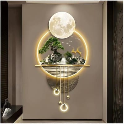 Wanddecoratie met LED - Muurkunst Verlichting - Huis Verfraaien - 3D Ontwerp - 70 x 127 cm - Goud