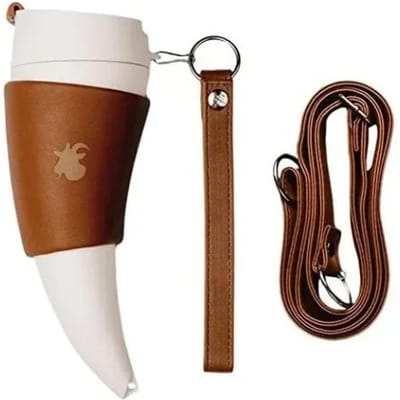 Bestseller roestvrijstalen binnenkant handige vacuüm mok Draagbare koffiekop in geitenhoornstijl Gemakkelijk dragen Met deksel & Draagkoord 230ml brown