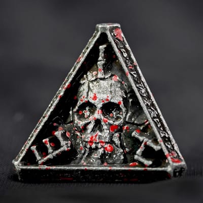 Metalen Dobbelstenen - RPG Set - Spelavonden - Uniek Schedel Design - 7 Delig - Bloed Zwart