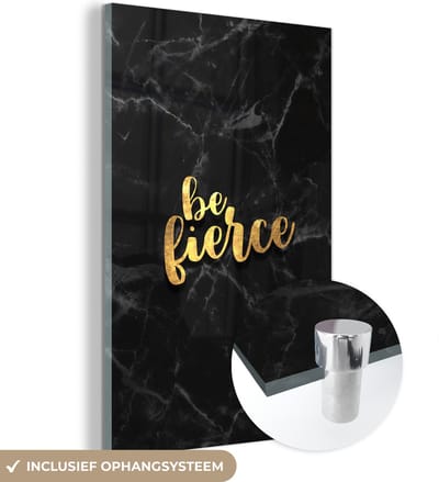 MuchoWow® Glasschilderij 40x60 cm - Schilderij acrylglas - Quotes - Motivatie - Goud - Marmer - Foto op glas - Schilderijen