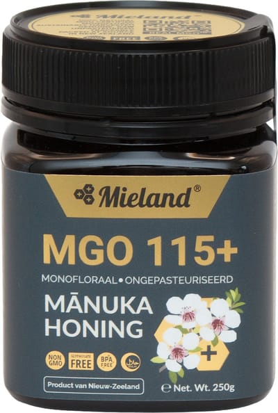 Mieland Manuka honing MGO 115+ - 100% pure en rauwe Manuka honing - 250 gram- Premium kwaliteit uit Nieuw Zeeland