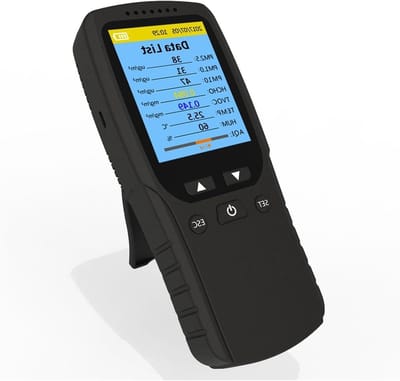 Luchtkwaliteit Monitor - Luchtmeter Detector - Binnenklimaat Meten - 3-kanaals Gasanalysator - 164x69x44 mm - Zwart