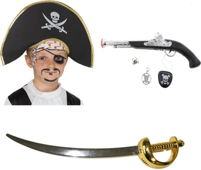 Funny Fashion Verkleed set Piraat - Piraten hoed/pistool/zwaard/ooglapje - kinderen