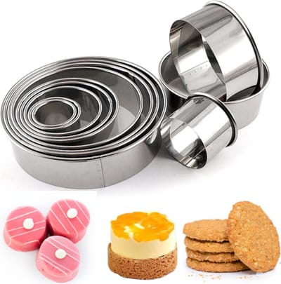 RVS Uitsteekringen - Set van 12 stuks ronde uitsteekvormen 25 tot 115MM - Cirkel vorm voor uitsteker van deeg, koekjes, tartaar, ei, fondant etc.
