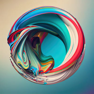 COLOUR CHAOS:60x60cm Plexiglas Decoratie - Modern - Blauw - Surrealistisch - Rond - Kleuren - Kunst - Schilderij