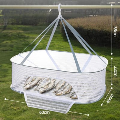 Panier de Séchage Suspendu en Maille Simple Couche Conception à Fermeture Éclair en U Nourriture Poisson Vêtements Filet de Séchage Suspendu Pliable d'Extérieur Sèche-linge en Maille Suspendu Single Layer