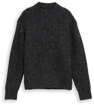 Tom Tailor Denim - Relaxed fit gebreide trui met opstaande kraag - Maat XL - Shale Grey Melange