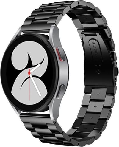 Strap-it Stalen schakel bandje - geschikt voor Samsung Galaxy Watch 7 (40 & 44mm) / Galaxy Watch 6 (Classic) / Galaxy Watch 5 / Watch 5 Pro / Watch 4 / 4 Classic / Watch FE - Metalen RVS bandje voor Galaxy Watch 4-5-6 alle varianten - zwart