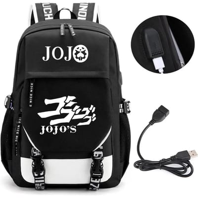 Anime JOJO Jonathan Joestar Golden Experience Rugzak Schooltas met USB-poort Laptopvak voor Jongens Meisjes Reistas 12 inches