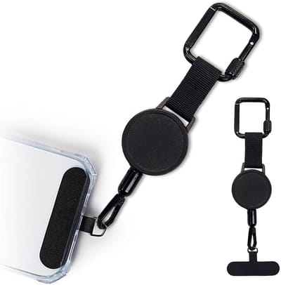 Anti-diefstal Telefoonhouder met Intrekbaar Koord (21 cm) – Smartphone Veiligheidskoord met Karabijnhaak -Anti-valharnas Telefoonhouder voor Wandelen, Fietsen & Klimmen - Mobiele Telefoon Beveiliging Outdoor Survival Nood Gear