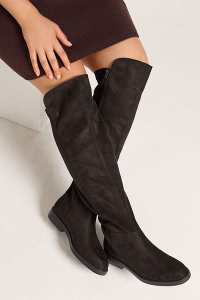 Yours Chocoladebruine Laarzen Met Stretch Aan De Achterkant In Brede Epasvormsize 37E