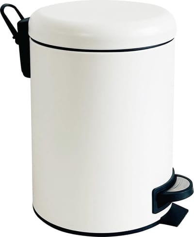 5 liter badkamerafvalemmer met deksel, pedaalemmer wit met automatisch daalsysteem en binnenemmer, badkamerafvalemmer voor badkamer, kantoor