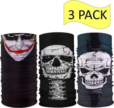 Fako Fashion - 3-Pack Colsjaal - Microfiber Faceshield Skull - Bandana - Nekwarmer - Sjaal Doodshoofd