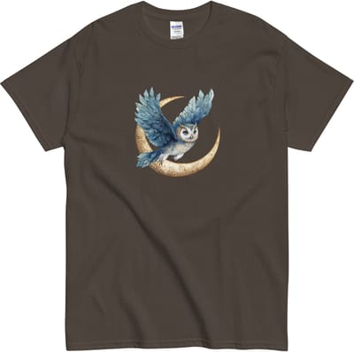 Boho Uil T-shirt voor Vrouwen en Mannen - Celestial Spirit Animal - Bruin - L