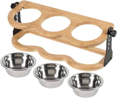 Verhoogde hondenbakken - Verstelbare voerbak - Comfortabel voeren - Roestvrijstalen kommen - 41x17x7 cm - Zilver