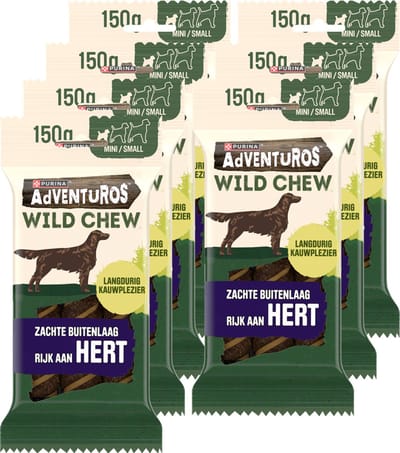 AdVENTuROS Wild Chew Small - Hondensnacks - Hert - 7 x 150 g