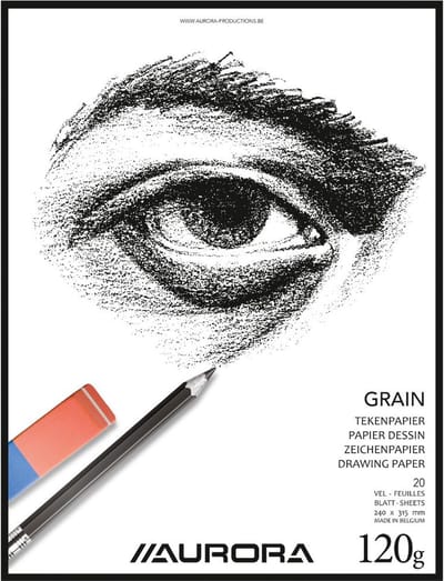 Aurora Tekenblok - Grain - Tekenpapier - Schetsblok - 240x315mm - A4+ - 120g - 20 Vel