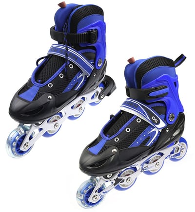 PIPIPOXER-Kinder Skeelers - Inlineskates Verstelbaar - Lichtgevende wielen -Maat S (31-34)-Blauw