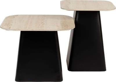 Housecraft Living Baru Bijzettafel Travetin Look - Set van 2
