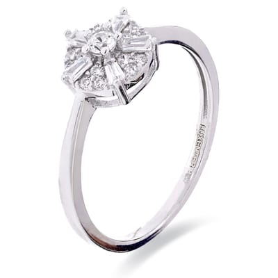 Luxenter Ring van 925 sterling zilver met glanzende zirkonia en rhodiumafwerking - Umya