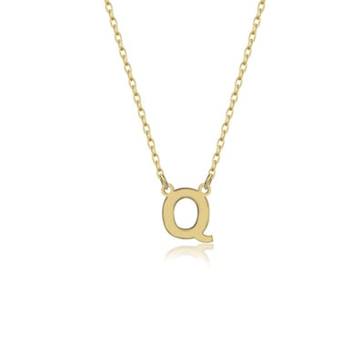 Letter Q Initial Gold Plated Ketting Zilver (925 sterling) Trendy Minimalistisch Combi Bedel Goudkleurig Dames Meisje | Cadeau Voor Vrouw