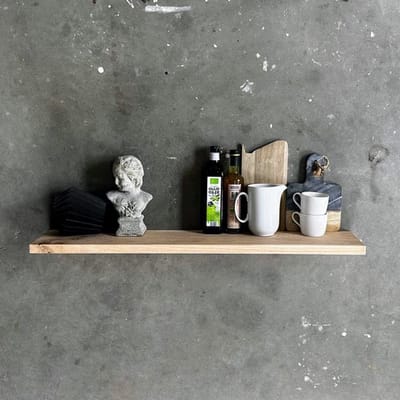 GoudmetHout® Zwevende Wandplank Industrieel - 180 x 20 cm Muurplank - Licht Eiken Hout - Decoratie Wandrek & Boekenrek - Hangplank Keuken - Floating Wall Shelf met Blinde Montage