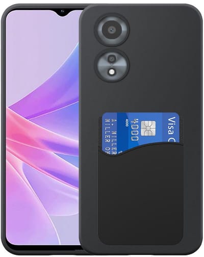Geschikt voor Oppo A58 5G / A78 5G Telefoonhoesje met Siliconen Pasjeshouder - Flexible Back Cover Case Siliconen TPU with Silicone Cardslot - Zwart - Smartphonica geschikt voor Oppo A58 5G;Oppo A78 5G