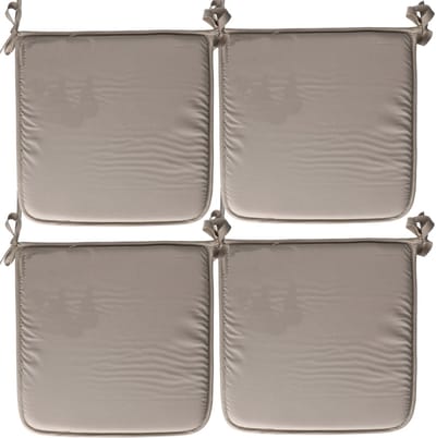 Stof Textile Home stoelkussens - 4x - grijs - 38 x 38 x 3 cm - voor binnen - touwtjes sluiting - zitkussens plat - vierkant