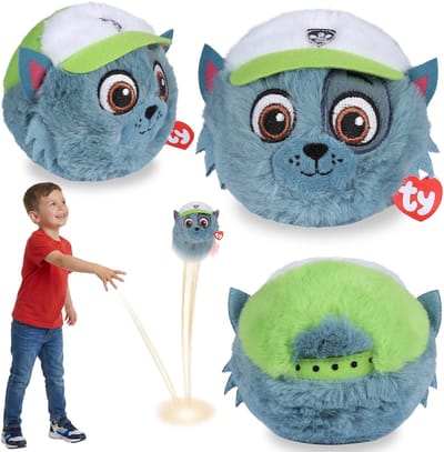 TY Paw Patrol ROCKY Knuffelbal, springend knuffeltje, BEANIE BOUNCERS, behendigheidsspeelgoed voor kinderen 10 cm