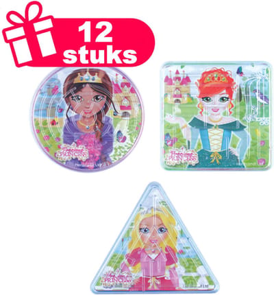 Henbrandt - 12 Stuks Prinsessen Doolhof Spelletjes - Traktatie uitdeelcadeautjes voor kinderen & peuters - Traktaties en kinderverjaardagen - Klein grabbelton speelgoed voor in traktatie uitdeelzakjes