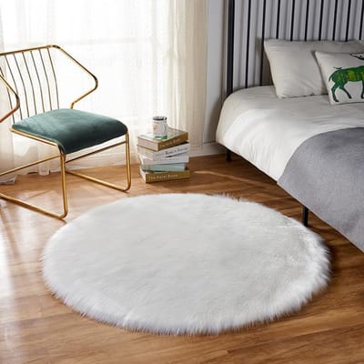 Salon rond fourrure artificielle tapis fille chambre coiffeuse décor tapis blanc ménage moelleux chevet épais tapis de sol Round 30cm brown