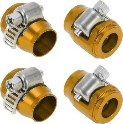 Slangklem voor olie- en brandstofbuizen, rubberen slang-eindklem, robuuste aluminiumlegering, 4 stuks, goudkleurig, duurzame bevestiging en lekkagepreventie
