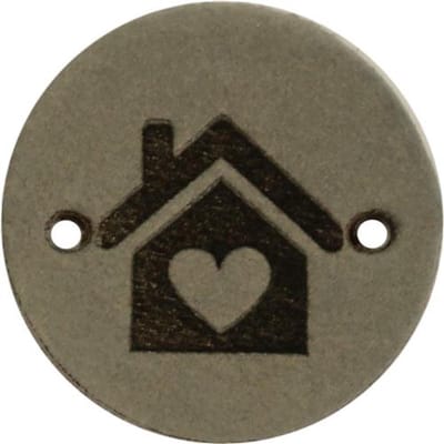 Durable Leren Rond Label met Huisje Opdruk – 2 cm – Set van 2 Stuks