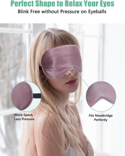 Famanu Zijden slaapmasker, 2-pack 100% echt natuurlijk, puur zijden oogmasker met verstelbare riem, oogslaapmasker, voor zomerreizen (03 Zwart & Paars)