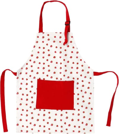 Schort voor Kinderen - Rode Aardbeien op Witte Achtergrond - Verstelbare Halsband voor Koken - Tuinieren - Bakken - Keuken Accessoires