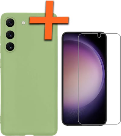 Hoes - Met Screenprotector - Geschikt voor Samsung Galaxy S23 - Sterk & Shockproof - Back Cover - Siliconen Case - Telefoon Hoes - Groen