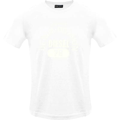 Diesel Heren Eigendom van Denim Divisie Logo T-Shirt (Wit)