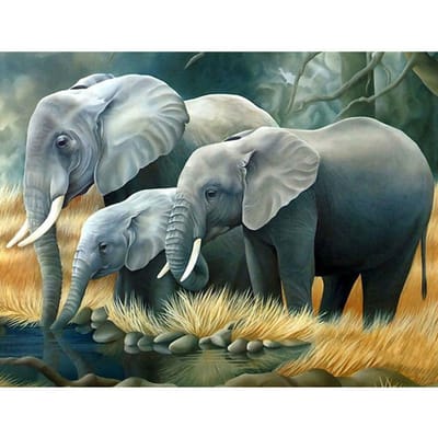 Diamond Painting Cross Stitch  Drie Olifanten  Diamond Borduren Strass Mozaïek Home Decor 20X30CM gray