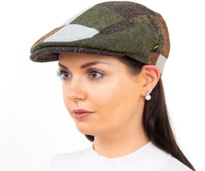 Hatman of Ireland Patchwork traditional 100% Donegal Tweed groen- blauw- bruin- zwart maat Small 56/57cm