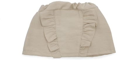 Asi poppenrokje - korte rok met kanten rand, zandkleurig, poppenkleding.