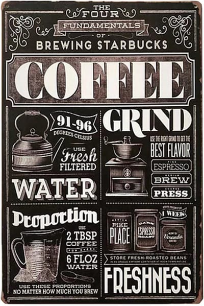 DW4Trading Vintage Metalen Wandbord Coffe Grind - Wand Decoratie - 20x30 cm
