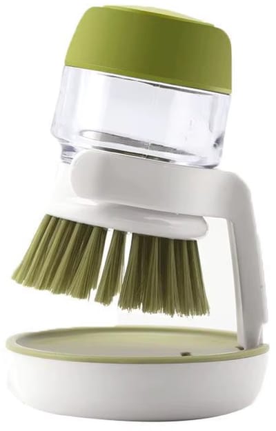 Afwasborstel met Zeepdispenser – Keuken Schrobborstel en Afwas Borstel met Houder & Lekbak - Groen