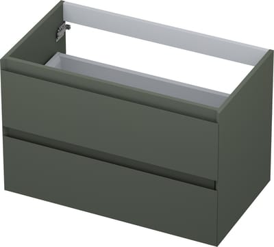 INK® wastafelonderkast 2 laden greeploos gelakt 80x45x52cm, mat beton groen