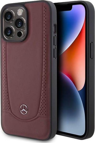 iPhone 15 Pro Backcase hoesje - Mercedes-Benz - Effen Rood - Leer