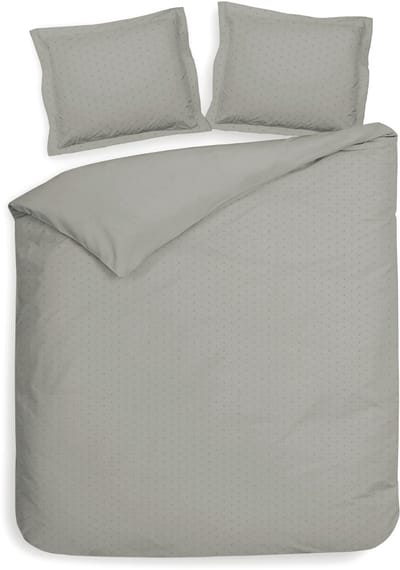 Heckettlane Dekbedovertrek Punto - Bedlinnen met Stippen - 200x200-220 cm - Tweepersoons - Grijs - Dekbedovertrek van 100% Katoen-Satijn