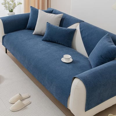 Katoen Linnen Bankhoes Effen Kleur Kussen Woonkamer Bank Rugleuning Handdoek Universeel voor Alle Seizoenen Verdikken Antislip Bankmat 70x70cm 1pcs